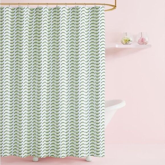 KATE SPADE CUCUMBER SHOWER CURTAIN - Picture 2 of 9